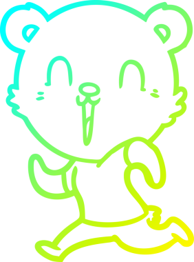 Bir insan tarafından çizilen mutlu çizgi film ayısının soğuk gradyan çizimi