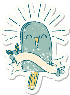 Bir insan tarafından çizilmiş eski bir dövme stili buz çubuğu.