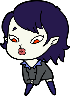 Bir insan tarafından çizilmiş şirin vampir kız çizgi filmi.