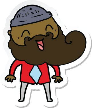 Bir insan tarafından çizilmiş mutlu sakallı bir adamın çıkartması.