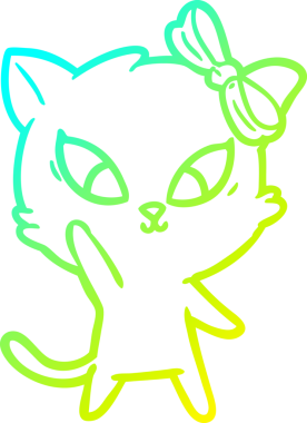 Bir insan tarafından çizilen çizgi film kedisinin soğuk gradyan çizgisi.