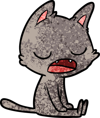 Bir insan tarafından çizilmiş konuşan kedi çizgi filmi.