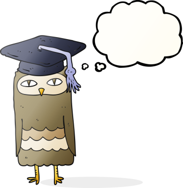 Bir insan tarafından çizilmiş serbest çizim balon karikatür bilge baykuş