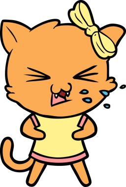 Bir insan tarafından çizilmiş çizgi film kedisi.