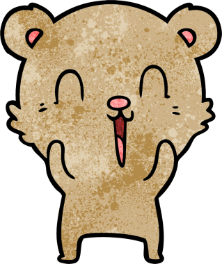 Bir insan tarafından çizilmiş mutlu çizgi film ayısı.