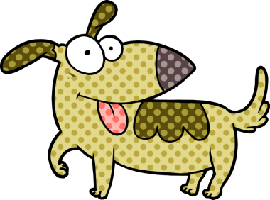 Bir insan tarafından çizilmiş mutlu bir köpek.