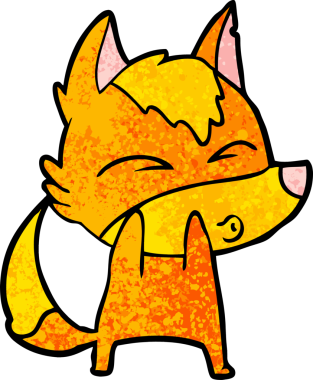 Bir insan tarafından çizilmiş tilki çizgi film karakteri