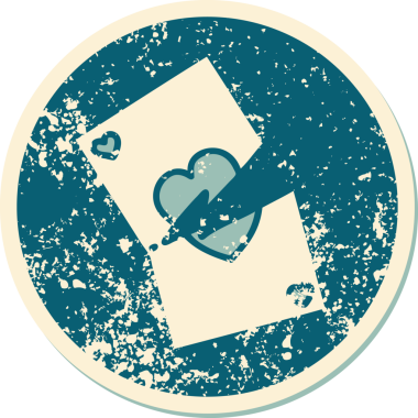 Bir insan tarafından çizilmiş yırtık bir kartın sembolik dövmeli resmi