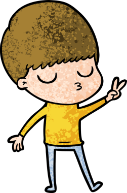 Bir insan tarafından çizilmiş sakin çocuk çizgi filmi.