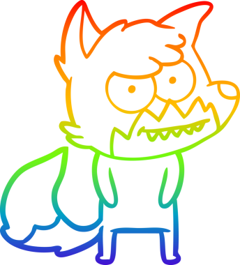 Bir insan tarafından çizilmiş sırıtan tilki çizgi çizimi.