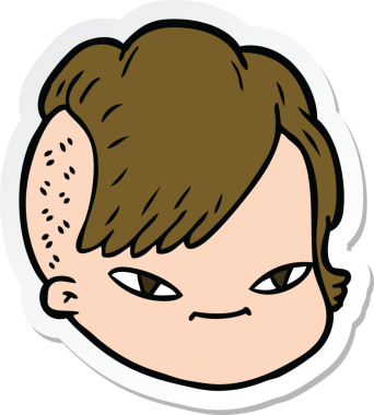 Bir insan tarafından çizilmiş karikatür kadın yüzü çıkartması.