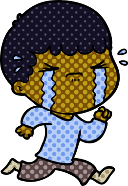 Bir insan tarafından çizilmiş ağlayan çizgi film adamı.