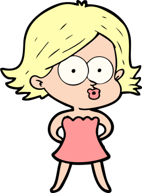 Çizgi film kızı somurtuyor bir insan tarafından