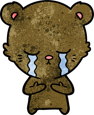 Bir insan tarafından çizilmiş ağlayan çizgi film ayısı.