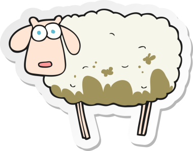 Bir insan tarafından çizilmiş çamurlu bir koyunun çıkartması.