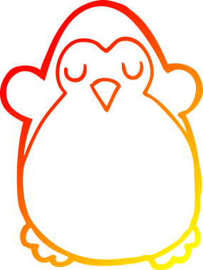 Bir insan tarafından çizilen karikatür pengueninin sıcak çizgi çizimi