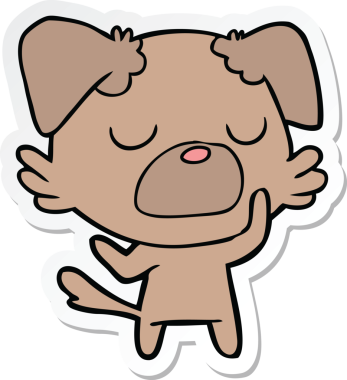 Bir insan tarafından çizilmiş bir köpeğin çıkartması.