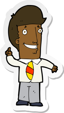 Bir insan tarafından çizilmiş fikri olan bir karikatür ofis adamının çıkartması.