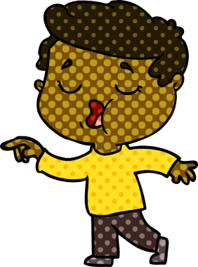 Bir insan tarafından çizilmiş karikatür adam konuşuyor.