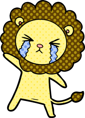 Bir insan tarafından çizilmiş ağlayan bir aslan.