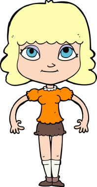 Bir insan tarafından çizilmiş karikatür kızı.