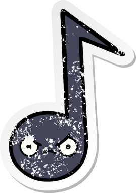 Bir insan tarafından çizilmiş şirin bir karikatür müzik notasının sıkıntılı çıkartması.