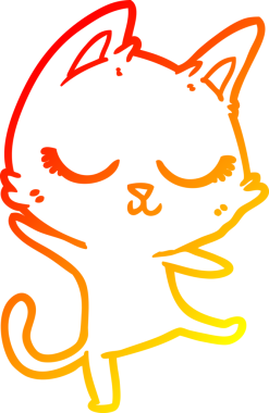 Bir insan tarafından çizilmiş sakin bir çizgi film kedisinin sıcak çizgi çizgisi.