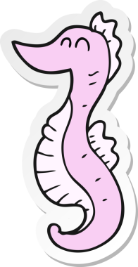 Bir insan tarafından çizilmiş karikatür deniz atı çıkartması.