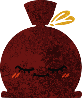 Bir insan tarafından çizilmiş bir çuvalın retro illüstrasyon tarzı karikatürü