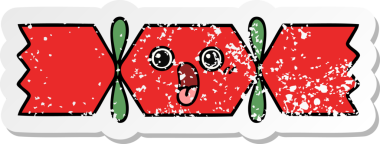 Bir insan tarafından çizilmiş tatlı bir noel krakerinin sıkıntılı çıkartması.