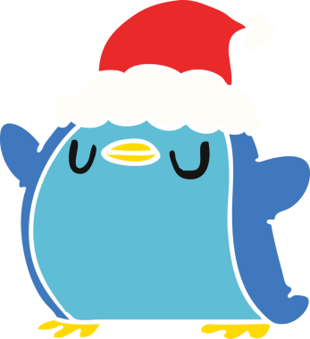 Bir insan tarafından çizilmiş kawaii pengueninin el çizimi karikatürü