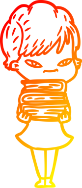 Bir insan tarafından çizilmiş mutlu bir kadının çizgi çizimi.