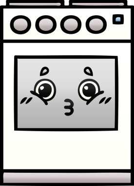 Bir insan tarafından çizilmiş mutfak fırınının gölgelenmiş karikatürü.