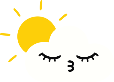 Bir insanın çizdiği gün ışığının ve bulutun düz rengi.