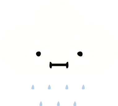 Bir insan tarafından çizilmiş bir yağmur bulutunun düz renkli retro karikatürü