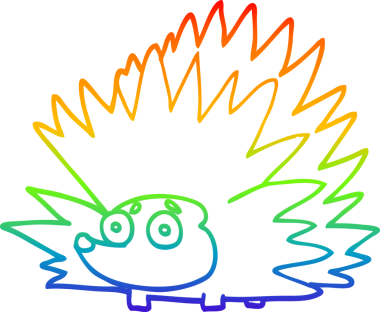 gökkuşağı gradyan çizgi çizimi Bir insan tarafından çizilmiş dikenli kirpi