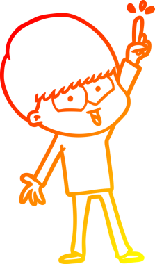 Bir insan tarafından çizilen mutlu bir çocuğun sıcak çizgi çizimi.