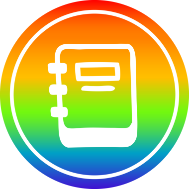 bir insan tarafından çizilmiş gökkuşağı gradyanı olan dairesel simgeye dikkat et