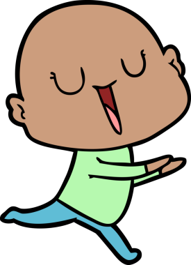 Bir insan tarafından çizilmiş mutlu, kel adam.