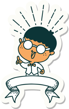 Bir insan tarafından çizilmiş dahice fikirli dövme stili bir adamın çıkartması.