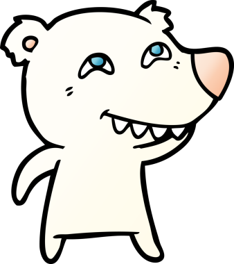 Karikatür kutup ayısı bir insan tarafından çizilmiş dişleri gösteriyor