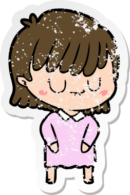 Bir insan tarafından çizilmiş karikatür bir kadının sıkıntılı çıkartması.