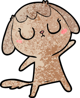 Bir insan tarafından çizilmiş şirin bir çizgi film köpeği.