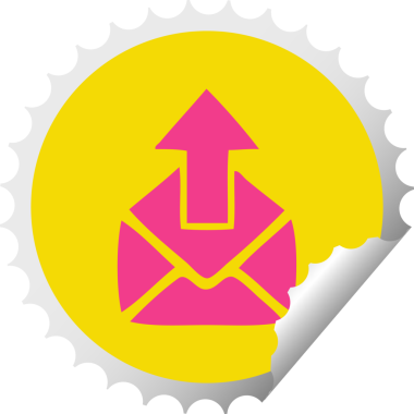 Bir insan tarafından çizilmiş e-posta işaretinin dairesel kabuk soyma etiketi