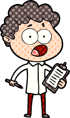 Bir insan tarafından çizilmiş bir karikatür adamı şaşkınlıkla nefes nefese kaldı.