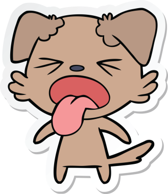 Bir insan tarafından çizilmiş tiksindirici bir köpeğin çıkartması.