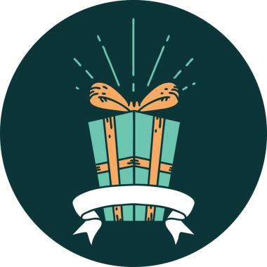 Bir insan tarafından çizilmiş dövme stili bir Noel hediyesi.