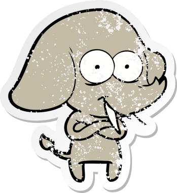 Bir insan tarafından çizilmiş mutlu bir filin sıkıntılı çıkartması.