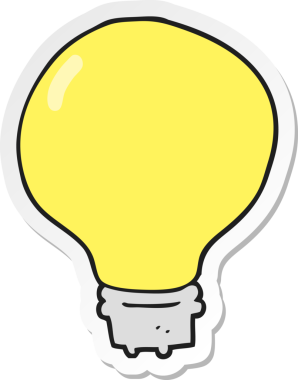 Bir insan tarafından çizilmiş çizgi film ampulünün çıkartması.