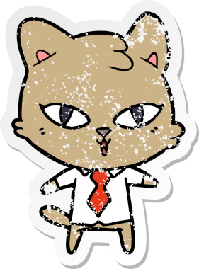 Bir insan tarafından çizilmiş karikatür bir kedinin sıkıntılı çıkartması.